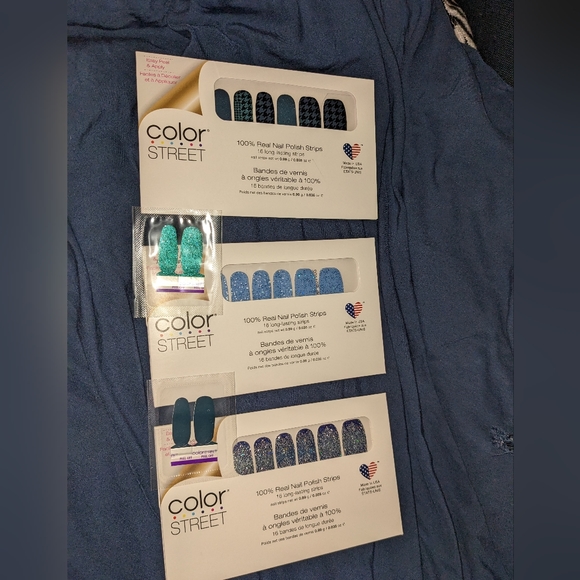 Last chance!Color Street Blue lot 3 Full Manicure Nail Polish Strips and Twosies - Picture 15 of 15